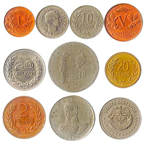 Hobby of Kings Colombia 10 Mixed Coins | Colombian Money | Centavos | Pesos | Since 1959