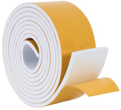 High Density Foam Weather Stripping Door Seal Strip Insulation Tape Roll for Insulating Door Frame, Window, Air Conditioner | Self Adhesive Sealing Weatherstrip (2 in x 1/4 in x 10 Ft, White)