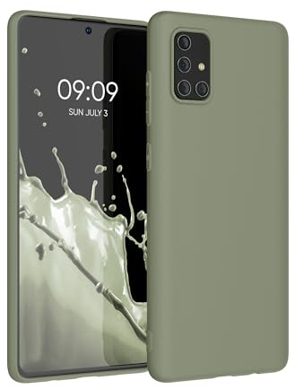 kwmobile Hülle kompatibel mit Samsung Galaxy A71 Hülle - weiches TPU Silikon Case - Cover geeignet für kabelloses Laden - Graugrün