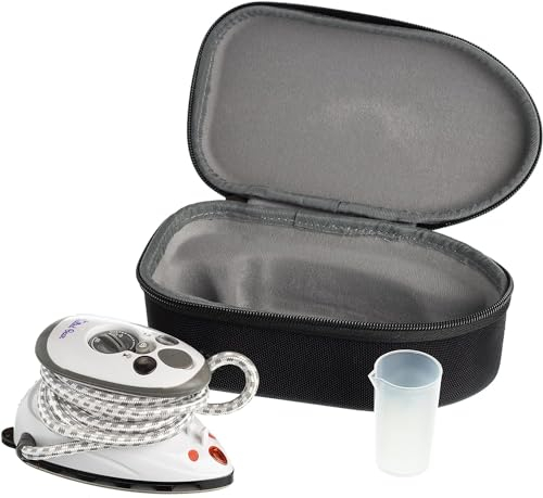 The Quilted Bear Bügeleisen Klein - Reisebügeleisen Mini Leicht mit Keramik-Bügelsohle & Temperaturanzeige - Mini Bügeleisen für Näharbeiten & Quilten - Hand-Reisebügeleisen Dampf (Schwarzes Etui)