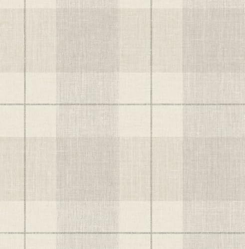 NextWall Lenox Hill Plaid Peel and Stick Wallpaper (Neutral)
