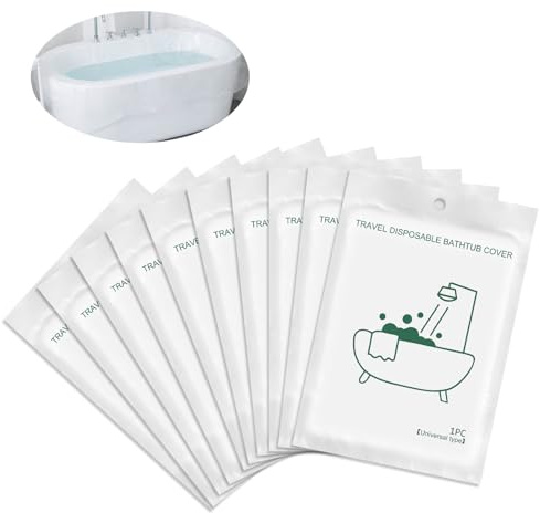 10PCS Quality Disposable Bathtub Cover Liner Bag Portable Heat-Resistant, Large Thickened Bath Tub Lining Film for Home Travel Hotel Bathtubs Salon SPA (260cmx 120cm), Each Individually Packaged