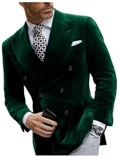 Herr vardaglig sammet blazer slim fit jacka 2 knappar bröllop bal blazer för män brudgum smoking kostym jacka, gRÖN, 50