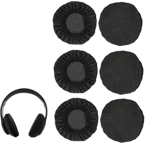6 Pièces Housse Casque Audio,Protection Casque Audio,Protecteurs d'oreille Jetables, Hygiénique Couvre Oreillettes Jetables, Housses De Casque Extensibles Lavables, Housses d'oreilles (Noir)