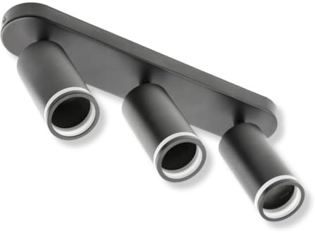 PARENCE.- Plafonnier Spot LED Orientable 3xGU10 – Design Moderne en Aluminium Noir – 350mm – IP20 – Pour Salon