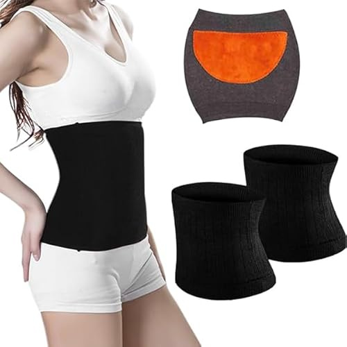 Xstary Lot de 2 chauffe-reins en cachemire pour femme - Chauffe-reins élastique - Chauffe-lombaire tricoté - Protection pour lumbago, maux de dos, douleurs menstruelles