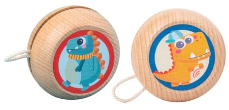 YARNOW Yo-Yo in Legno per 2 Pezzi Giocattoli Yo-Yo a Corda Portatili Design Cartone Animato Stimola Coordinazione e Destrezza Regalo Educativo per Adatto a Scuola e Giochi
