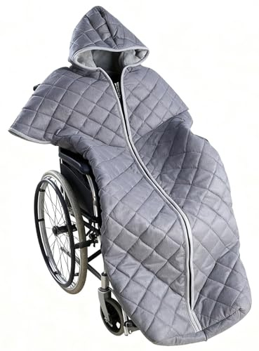 LSWKG Winter Thicken Wheelchair Warmer Blanket, Windproof Fleece Lined Wheelchair Warmer Cover with Zipper, Full Body Warm, for Elderly Patients and Disabled