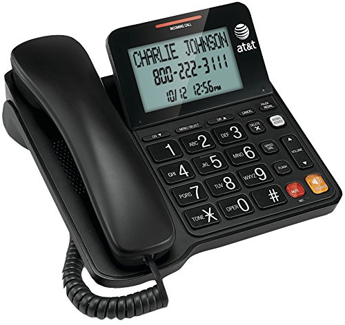 AT&T CL2940 Corded Phone with Speakerphone, Extra-Large Tilt Display/Buttons, Caller ID/Call Waiting and Audio Assist, Black