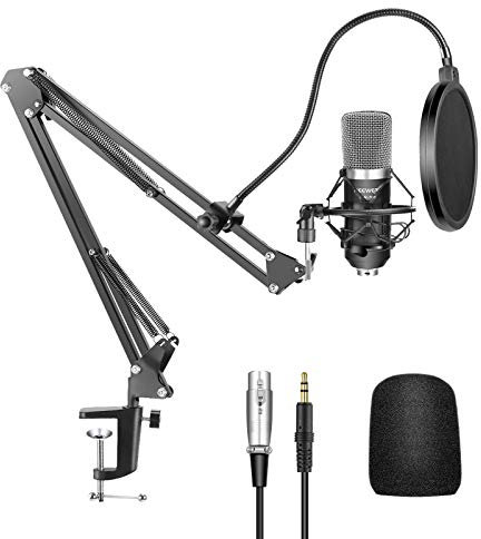 Neewer NW-700 Microphone à Condensateur XLR Professionnel Enregistrement Studio & NW-35 Support de Microphone à Bras de Ciseaux Réglable avec Shock Mount et Kit de Pince de Fixation