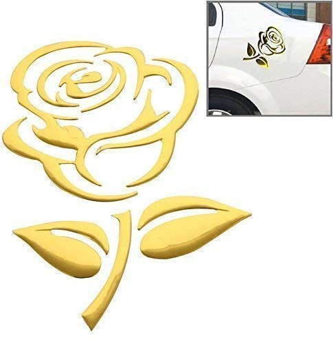 Aufkleber Sticker Gold Chrom 3D Emblem Rose Blume Auto Motorrad Styling