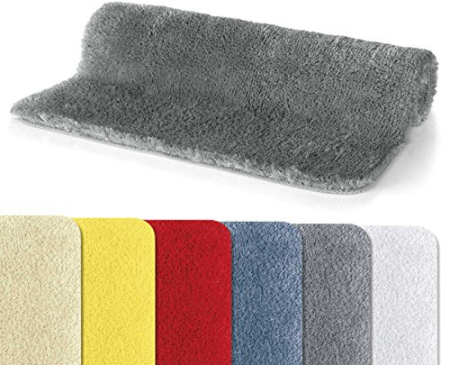 Spirella - Tapis de Salle de Bain Microfibre FINO, Antidérapant, Séchage Rapide, Poils Longs 25 mm, Lavable en Machine + Sèche-Linge - 60 x 90 cm - Gris