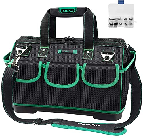 AIRAJ Wasserdichte Werkzeugtasche,47×27×31cm,Weithals Werkzeugtasche mit großer Kapazität,Multifunktions Werkzeugtasche,Professionelle Werkzeugtasche für Haushalt, Elektriker und Wartung