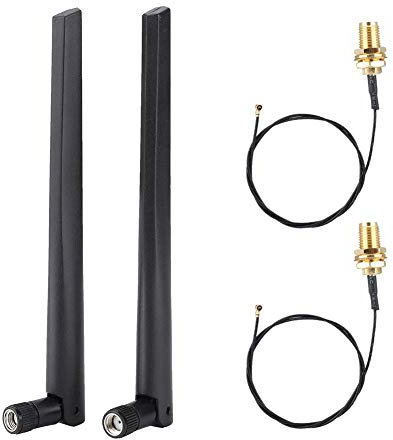 ASHATA WiFi External Antenna,2PCS M.2/NGFF Wireless Network Card Cable and 2x5DBi Antenna for 9560NGW /9260AC/7265AC