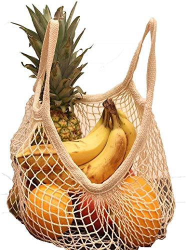 1 sac de courses en filet à longue poignée portable / réutilisable / lavable - Sac fourre-tout pour les courses, la plage, les jouets