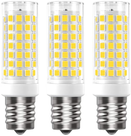LUHMQ E17 LED Bulb 3 Pack Microwave Oven Appliance Light Bulb T7 E17 Intermediate Base for Over Cooker Lamp,Range Hood,7W (70W Halogen Bulb Equivalent)700 Lumen AC110V/120V/130V (Daylight White 6000K)