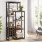 Tribesigns Weinregal, freistehend, 5-stöckig, Weinbäckerregal mit Glashalter und Weinaufbewahrung, industrielles Weinregal, Weinbar, Schrank für Bar, Küche, Esszimmer (Rustic Grey)