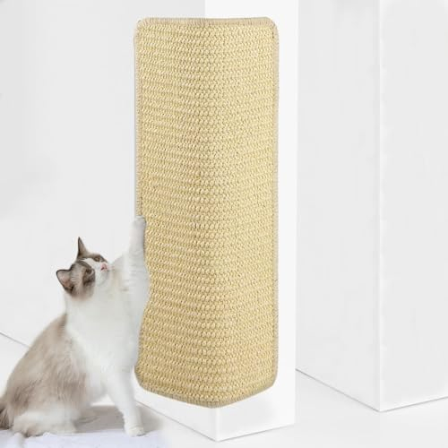 Voarge 1Pcs Kratzmatte Katze Sisal, Katze Kratzschutz Katzenkratzmatte 30x60cm,kratzpappe Ecke für Katzen Schützt Teppiche (Beige)