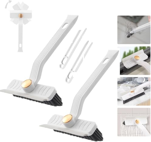 Crevice Cleaning Brush, 2 unidades, giratorio 360°, cepillo de limpieza de juntas, cepillo giratorio multifuncional para limpieza de juntas, cerdas duras, cepillo de limpieza de esquinas, cepillo de