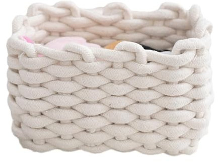 Paniers en Corde de Coton | Petit Panier de Rangement en Corde de Coton | Paniers Tissés en Coton Naturel | Paniers de Rangement Rectangulaires | Paniers de Rangement pour Chambre D'enfant