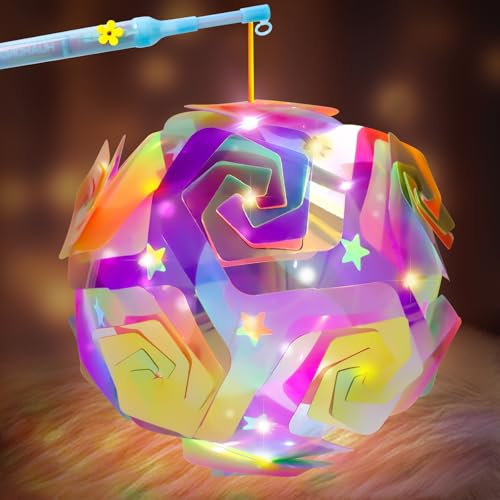 Laternen Bastelset für Kinder, Laterne st Martin, Laterne Kinder mit Stab LED, Laternenstab Kinder LED, Martinslaterne, Lampions Kinder Laterne für Halloween Sankt Martin Laternenumzug-Windmühle