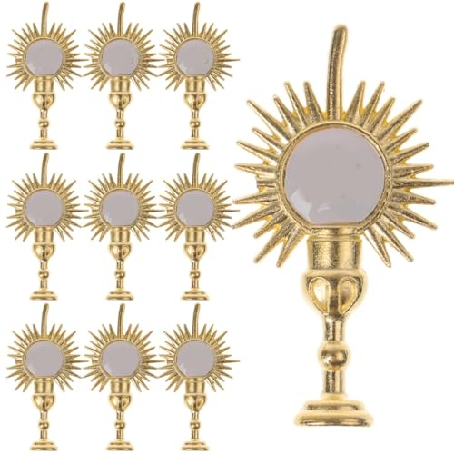 BESPORTBLE Mini Gold Cross with Base, 20Pcs Gold Glitter Religion Cupcake Toppers Vintage Catholic Ornaments Holy-Light Cupcake Picks for Christian Baptism Religious Party Supplies, 1.56 inch