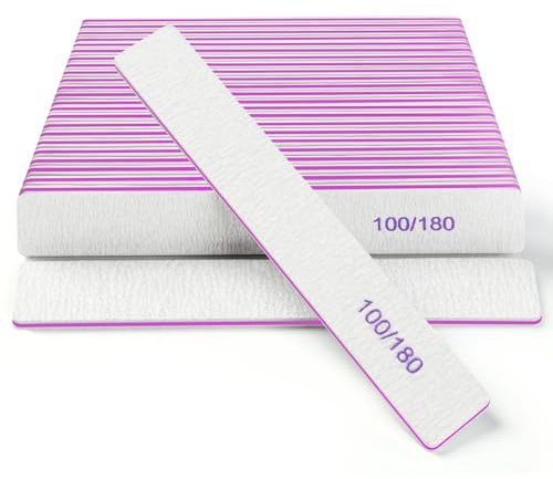 Ekrnlyi Nail Files (18 Pack), 100/180 Grit Double Sided Emery Boards for Natural & Acrylic Nails, Reusable Manicure for Women & Men, Professional Fingernail Filer & Lima de Uñas for Salon & Home Use