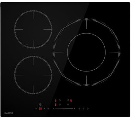 Klarstein Delicatessa Paella Table de cuisson à induction - 3 Zones, 8,1 kW avec Boost, Commande à curseur, Minuterie & Verrouillage parental, Verre VTC, 60 cm, Plaque à Induction Encastrable