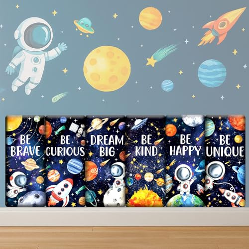 Jetec 6 Pcs 3D Anti-Collision Wall Padding for Kids Playroom 15.75 x 7.87 Inch Peel and Stick Padded Panels for Bedroom Upholstered Headboard Decor for Nursery Wall Protection (Astronaut)