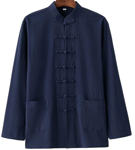 Chaoyilian Hanfu Wing Chun Ch Uniforme,Costume Hommes Tai Chi Uniforme,Chinois Arts Martiaux Vêtements,Tang Costume Kung Fu Chemise,Manches Longues,Respirable,pour la méditation et Le Qigong