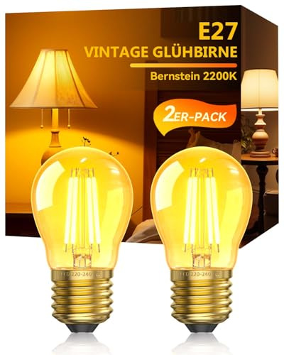 Luxvista Ampoule LED E27 Vintage 2,5W Blanc Chaud 2200K – Ampoule Rétro Edison à Filament G45, Non Dimmable, Lumière Décorative Nostalgique pour Maison, Café, Bar, Restaurant, Hôtel,Lot de 2