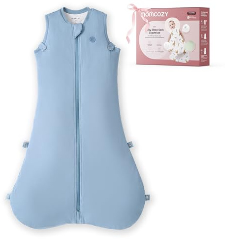 momcozy Baby Sleeping Bag 6-12 Months, 1.5 Tog Wearable Blanket, Blue, M | Adjustable Design Sleep Sack, Ideal for 20-23℃, Two-Way Zip, OEKO-TEX, IHDI-Inspired Hip-Friendly, Gentle Scoop Neck