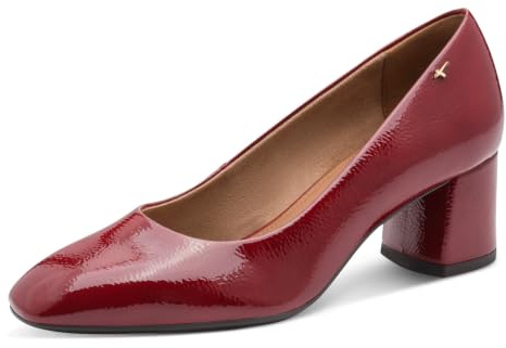 Tamaris Decolleté da Donna con Tacco a Blocco, Rosso (Red Patent), 38