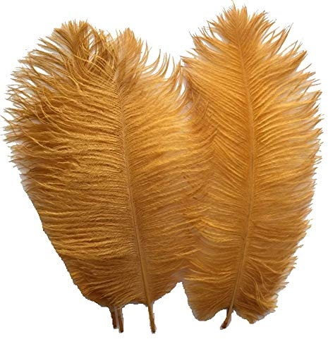 Sowder 20 st naturliga strutsfjädrar 25–30 cm för bordsuppsatser, bröllopsdekorationer, heminredning (guld)