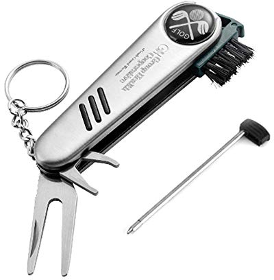 IKAAR Golf reinigungsset inklusiv Golf Club Bürste, Pitchgabeln, Golf Schraubenschlüssel, Scoring Pen und Schlüsselring für Golf Zubehör Geschenk