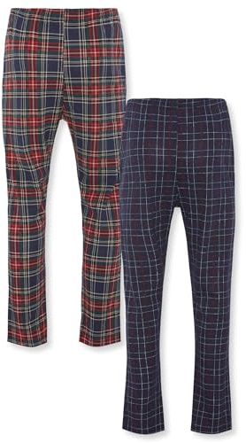 FM London pijama para hombre paquete de 2 - Pantalones de pijama ligeros para hombre, ropa de dormir y ropa de dormir, Azul (Marino/Burdeos), L