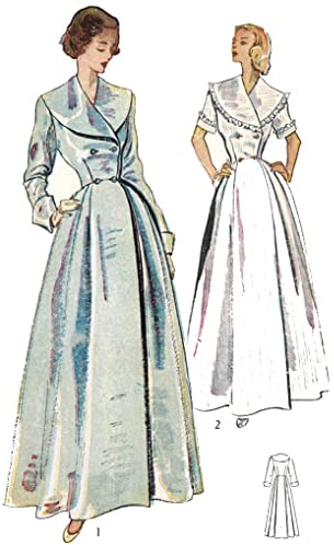 Simplicity 1950-tals sömnadsmönster, 'Biddy' husklänning, morgonrock – byst 81,3 cm (32 tum)