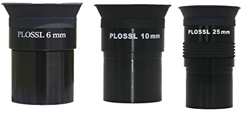 Telescopio astronómico Plossl de gran angular de 1.25 pulgadas, 6 mm, 10 mm, 25 mm, juego de oculares roscados para cámara de telescopio de astronomía estándar de 1.25 pulgadas (3 piezas)