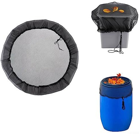 Cordón de red de barril de lluvia de 60 cm, tapa de protección para barril de agua, red ajustable para colector de lluvia, cubiertas protectoras con cordón para jardín al aire libre