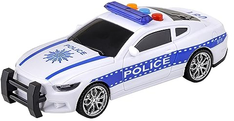 Baroni Toys Macchina della Polizia Giocattolo con Luci e Suoni, Macchinina per Bambini con Sirena che Suona e si Illumina, Gioco Automobilina Spingi e Vai con Frizione, 3 4 5 6 7 Anni, 16x6x5 cm
