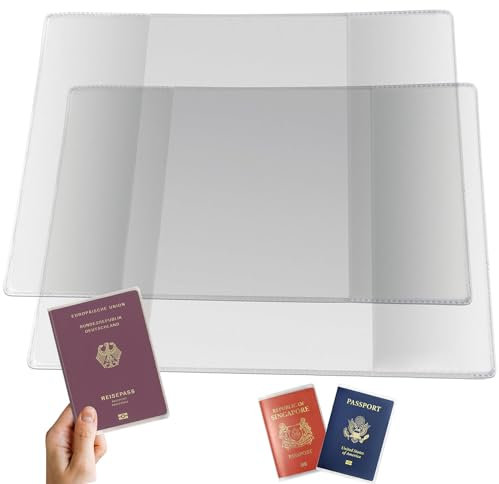 KkvoGmle 2 Reisepasshülle Klare, Impfpass Hülle Reisepasshülle Pass Hülle Reisepass Schutzhülle Transparent Passport Cover, 13,5 x 18.8 cm