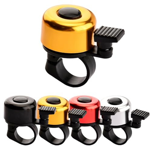 Ruayia Fahrradklingel Mountainbike Retro Mini Fahrrad Klingel Radfahren Fahrradglocke Knackiger Sound für 120dB Erwachsene Kinder Jungen Mädchen - Golden