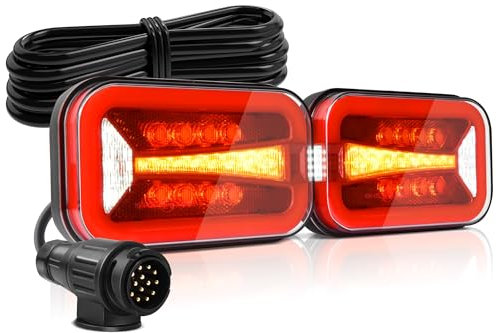 MICTUNING 13-Pin Trailer Tail Light - Reverse Stop Sequential Turn Signal Running License Plate Light Combination Taillights for Truck Trailer RV Camper, E-mark Approved