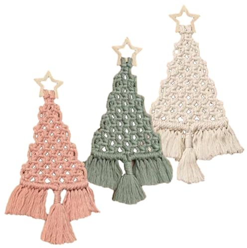 Set di macramee di Natale, set di macramee per albero di Natale, bohémien, decorazioni per albero di Natale, macramè, set per albero di Natale, macramè, accessori macramè, cordoncino, cotone