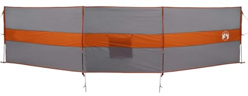 vidaXL camping windbreak grey/orange 490x123cm - portable beach/windshield/fence - waterproof polyester w/pu coating