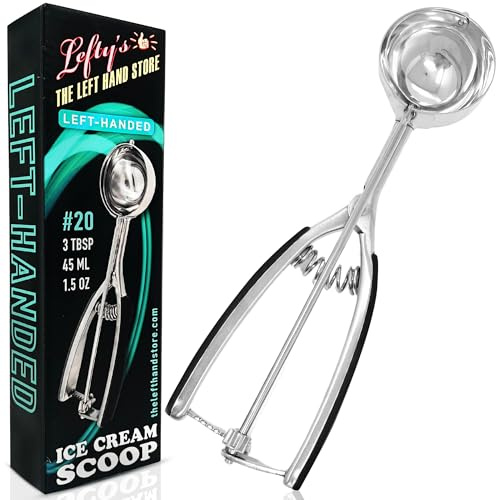 Lefty's - Cuchara de helado para zurdos, #20, grande, 1.5 onzas, herramienta de cocina para porciones, ideal para recoger y dividir galletas, bolas de carne, cupcakes, regalos para zurdos, adultos,