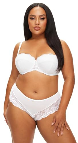 Ann Summers Bridal Sexy Lace Padded Balcony Bra, Fuller Bust DD+, A-G Cup, Curve-Enhancing Womens Underwear with Push-Up Cups, Underwire Support & Removable Pads White - Womens Lingerie