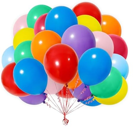 LOKITOKI Latex Balloons, 100-Pack, 10-12 inch Multi-Colour Party Decorations, Rainbow Colours for Birthday, Wedding, Anniversary & Baby Shower