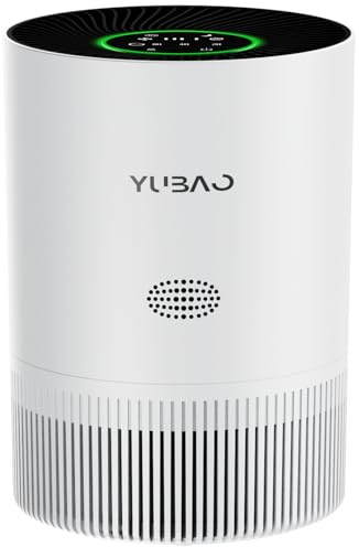 YUBAO Purificador de aire para alérgicos y habitaciones de fumadores, CADR 305 m³/h, filtro HEPA 4 en 1, modo sueño 24 dB, filtro HEPA contra moho, polvo, polen y pelo de mascotas PJ01C
