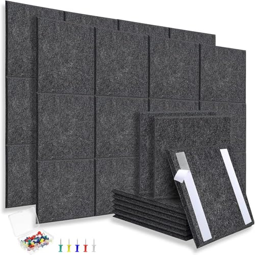Large Cork Board 36 x 24, 6 Pack Felt Corks Board Tiles with 30 Colored Push Pins, Bulletin Board with Removable Self-Adhesive Strips, Pin Board Cork Boards for Home Office Kitchen